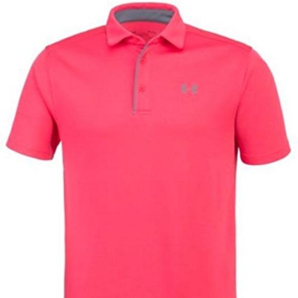 mens pink under armour golf shirt